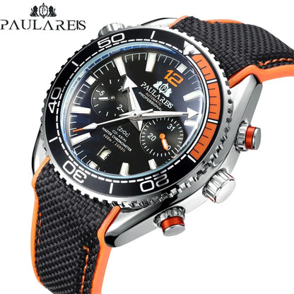 PAULAREIS P Reloj mecánico automático de lujo para hombre, cuerda automática, correa de caucho, resistente al agua, luminoso, con fecha, reloj de moda para hombre