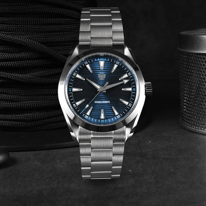 Relógio Watchdives WD0006, movimento VH31 com ponteiro dos segundos fluido, vidro de safira abaulado, revestimento luminescente BGW9, estanque até 10 bar, 38 mm, estilo vintage