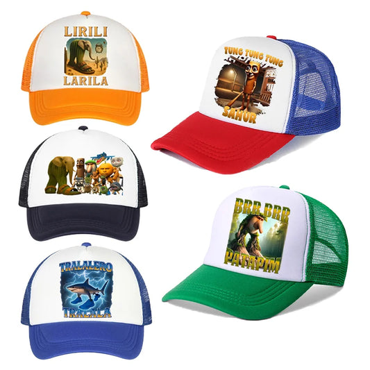 Italian Brainrot Kids Baseball Cap Boy Casual Hat Children Sports Sun Hats Tung Sahur Tralalers Shark Adjustable Bonnet Men Gift