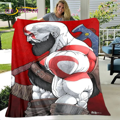 Game God of War Gamers Soft Plush Blanket,Flannel Blanket Throw Blanket for Living Room Bedroom Bed Sofa Picnic Cover Bettdecke