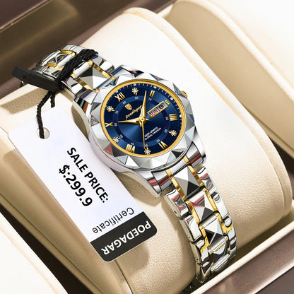 POEDAGAR Top Luxury Watches For Women Stainless Steel Week Date Woman Wristwatch Luminous Waterproof Fashion Quartz Ladies Watch