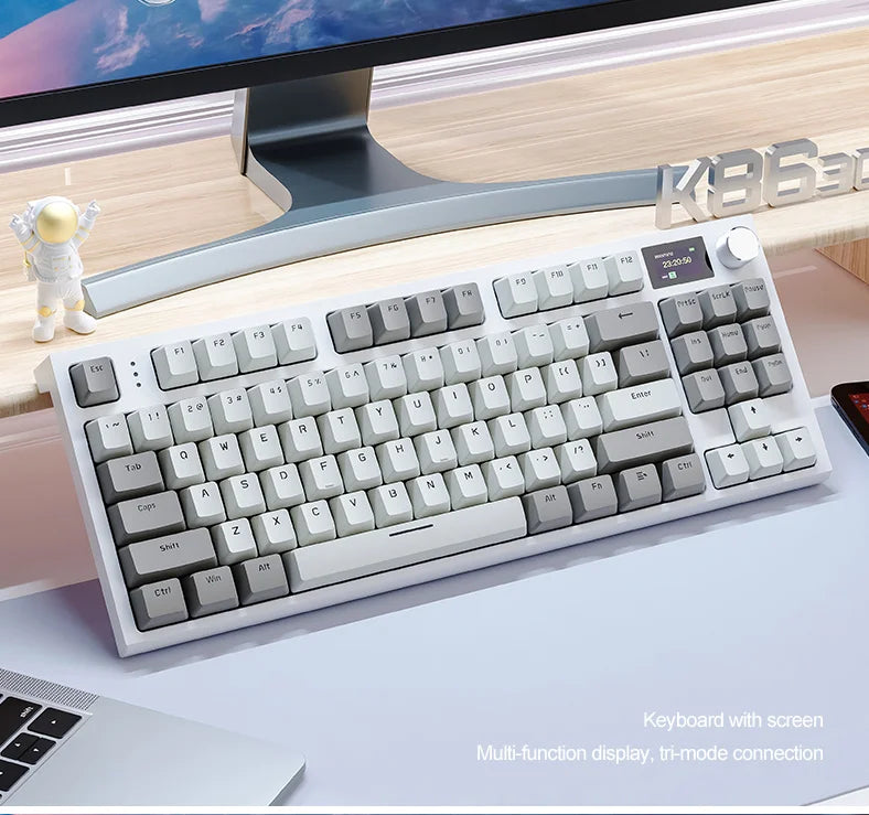 ATTACK SHARK K86 Mechanical Keyboard with Metal Knob, TFT Smart Color Screen, 87-key Layout, RGB Lighting, and Three-mode Connection