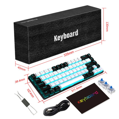 Mechanische Gaming-Tastatur 60% USB, weiße Tasten, Mini-Gamer-Tastatur, ergonomische Computertastatur mit Hintergrundbeleuchtung, Musica teclado pc