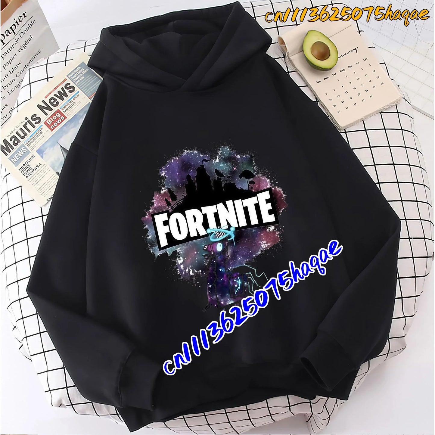 Hoodies infantis Fortnite com estampado do jogo, fato confortável de desenho animado, tops largos de manga comprida, roupa de outono/inverno