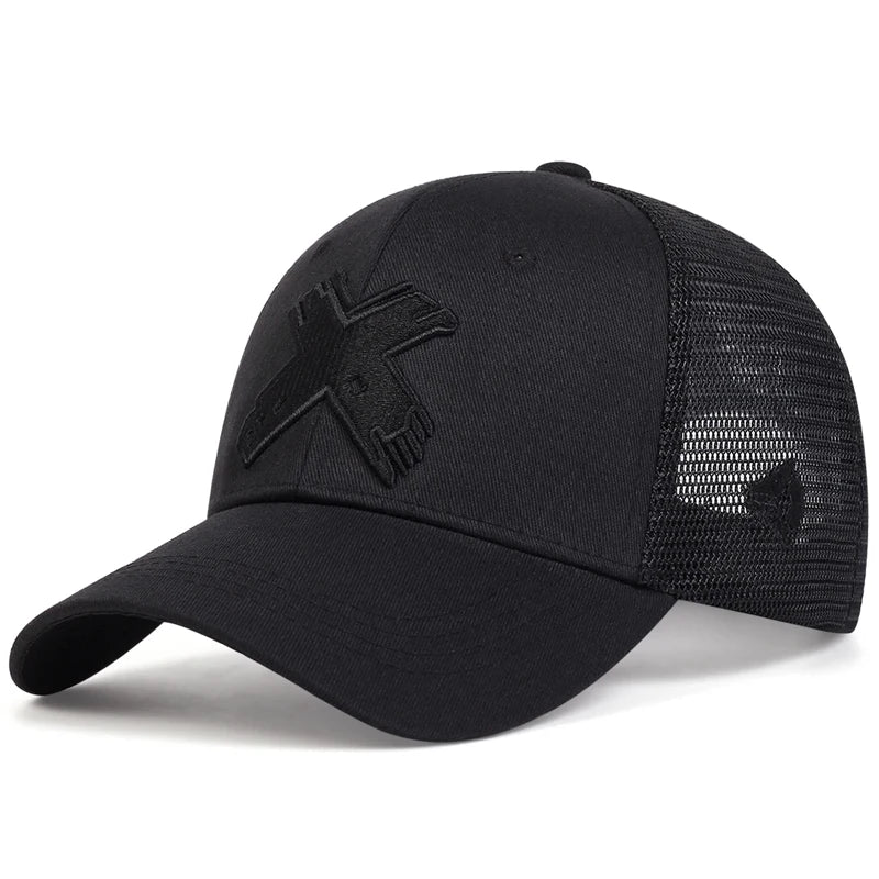 Unisex X Letter Embroidery Baseball Net Caps Spring and Summer Outdoor Adjustable Casual Hats Sunscreen Hat Sports Golf Cap