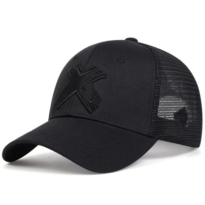 Unisex X Letter Embroidery Baseball Net Caps Spring and Summer Outdoor Adjustable Casual Hats Sunscreen Hat Sports Golf Cap