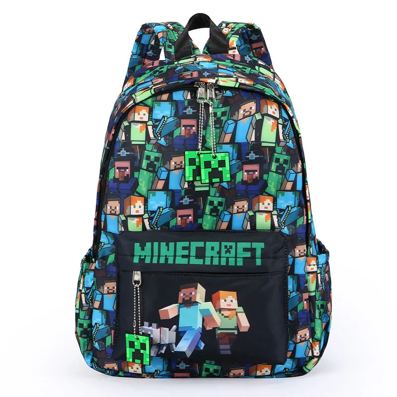 In Stock Minecraft Backpack Graffiti Print Lightweight School Backpack Casual Daily Travel Bag For Male Young Men Outdoor Use