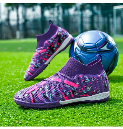 Chaussures de football pour hommes, chaussures de soccer professionnelles, chaussures de futsal d'extérieur, chaussures de soccer unisexes pour terrain synthétique, chaussures de soccer respirantes pour entraînement et mat