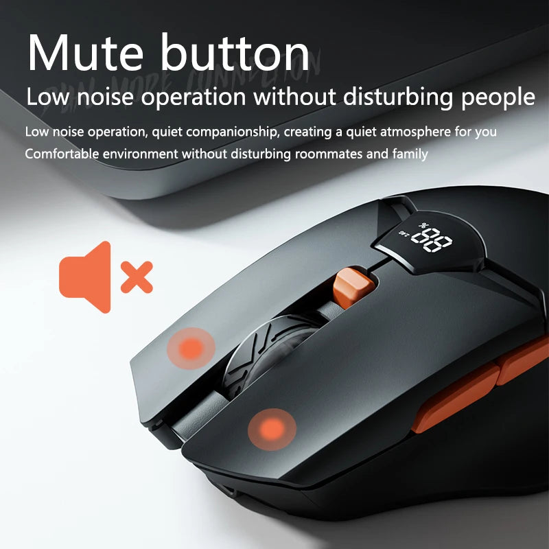 Rato Gaming Sem Fios Warvank SX01 com Ecrã Inteligente, Ajuste DPI de 6 Velocidades, Bateria Recarregável de 600mAh e Bluetooth Silencioso para Escritório