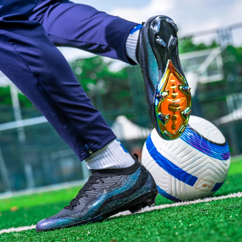 Chaussures de Football de sport pour hommes Fg/Ag, ongles longs, prairie artificielle pour adultes, chaussures spécifiques à l'entraînement durables, chaussures hautes antidérapantes