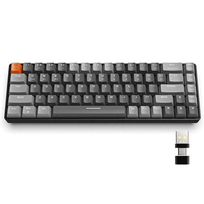 Teclado Mecânico Sem Fios RK68 60%, Bluetooth 5.0/2.4GHz com Recetor 2 em 1 de Modo Duplo, Teclado Gaming Hot-Swappable de 68 Teclas