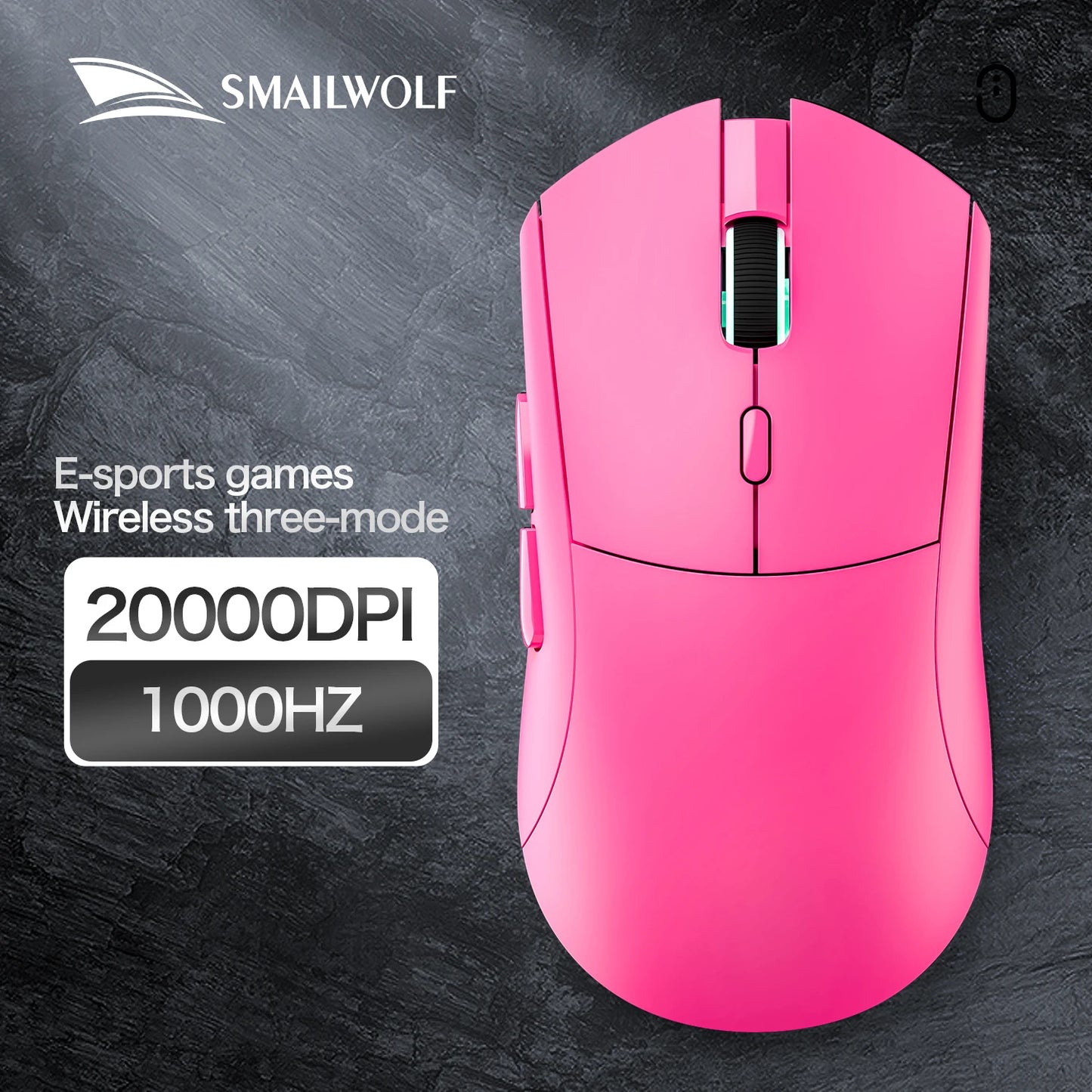 Rato gaming sem fios Bluetooth SMAILWOLF RS7, três modos, PAW3311, macros configuráveis, para portátil, gaming e escritório