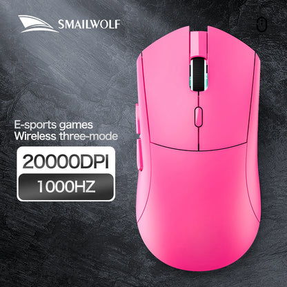 Rato gaming sem fios Bluetooth SMAILWOLF RS7, três modos, PAW3311, macros configuráveis, para portátil, gaming e escritório