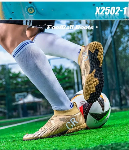 Kinder-Fußballschuhe mit Zehenschutz gegen Stöße, Schnürverschluss, kurzen rutschfesten Stollen, strapazierfähig und atmungsaktiv, für Outdoor-Spiele auf Rasen