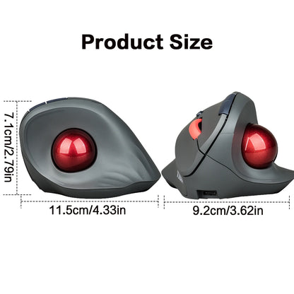 JOMAA Wireless Trackball Mouse Vertical Rechargeable Rollerball Mouse Ergonomic Slient Clikc Gaming Mouse for Windows Computer