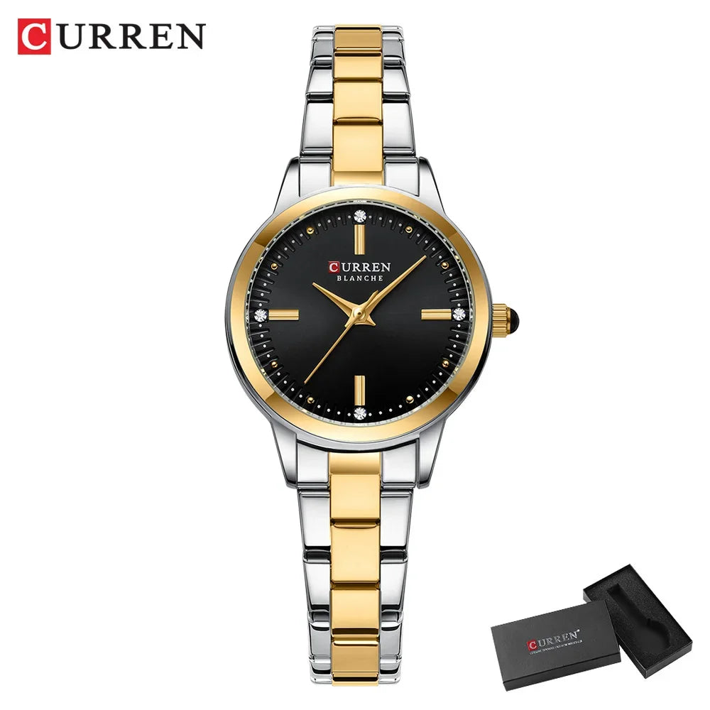 CURREN Women's Watches Fashion Original Quartz Wrist Watch for Ladies Roman Dial Dazzling Diamond Waterproof Luminous Luxury New
