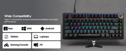 EPOMAKER x AULA F75 kabelgebundene mechanische Hot-Swap-Tastatur 75% ANSI US-Layout mit Gasket-Mount und Drehregler für Mac/WIN/Android