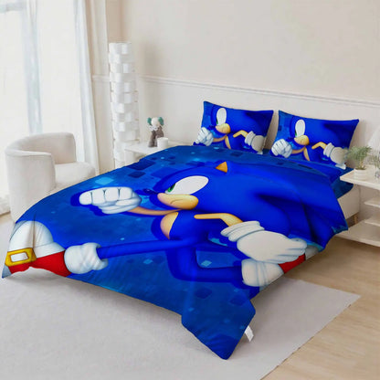 Cute Sonics Boy Bedding Set Digital Cartoon Sonics Duvet Cover Comforter Bed Youth Kids Girl Boys Gift