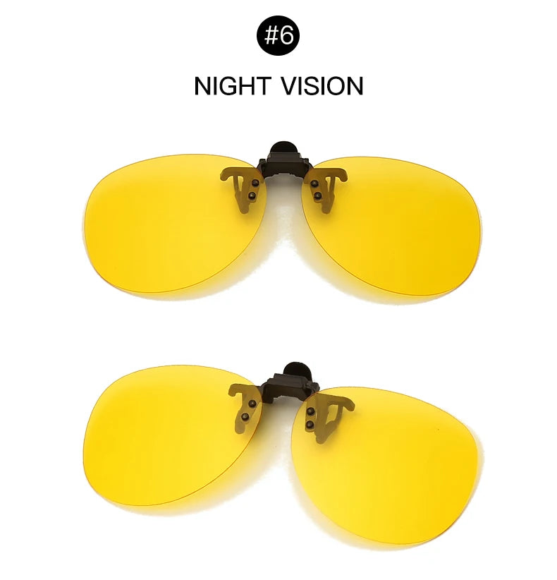 Pilot Polarized Sunglasses Clips Glasses Clip Driving Night Vision Eyeglasses UV400 Outdoor Shades Definition Sun Glasses Clips