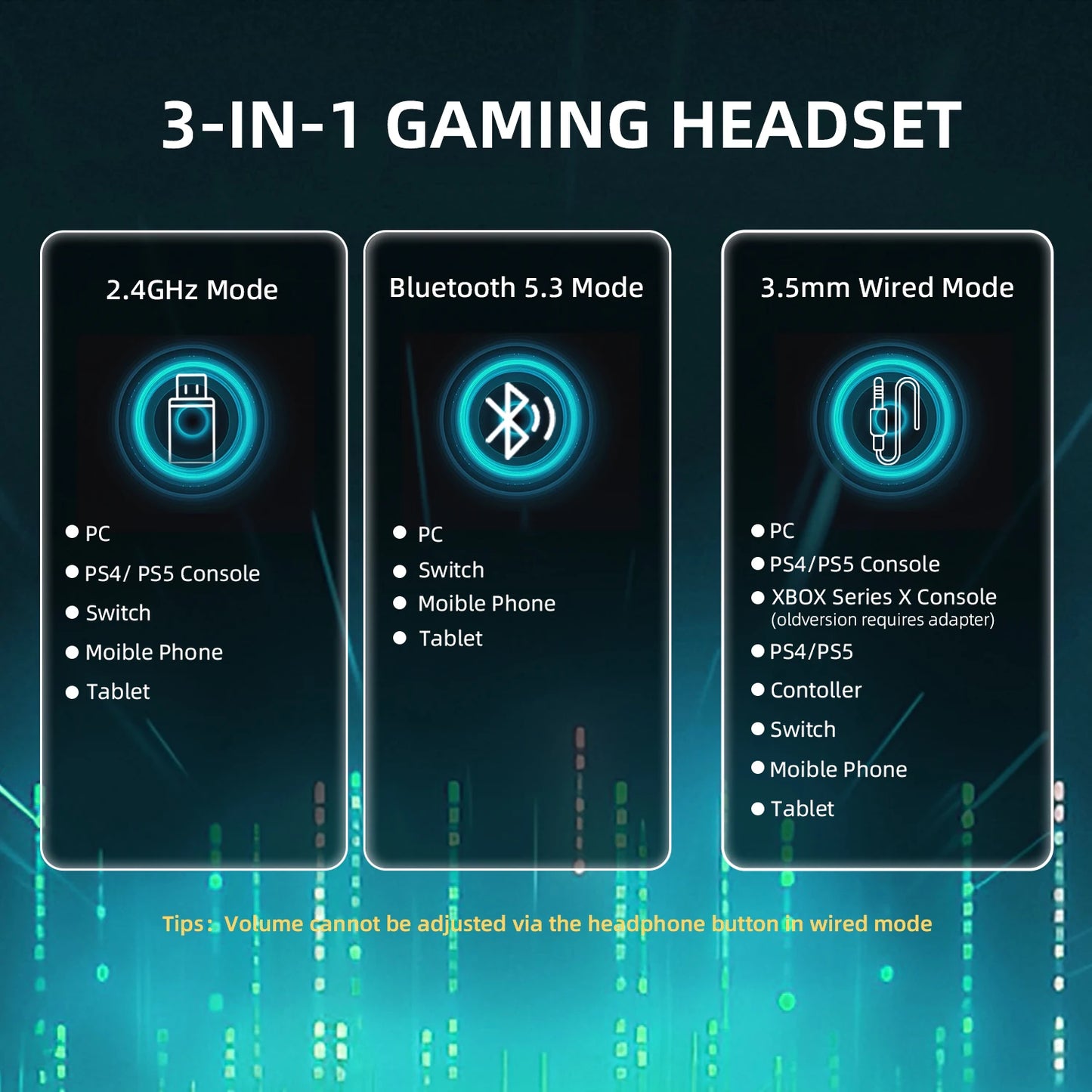 Cuffie da gaming ATTACK SHARK L80PRO 3-in-1 – Cuffie Bluetooth wireless a bassa latenza con doppio microfono, audio Hi-Fi da 40mm e connessione stabile