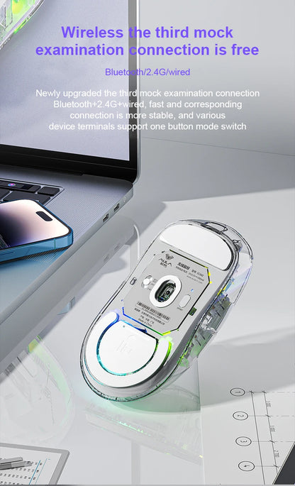AULA SC660 kabellose Bluetooth-Maus, E-Sports-Maus mit Drei-Modus-Verbindung, leichte Maus, Type-C-Aufladung, für Gaming, Büro, Mädchen und Jungen