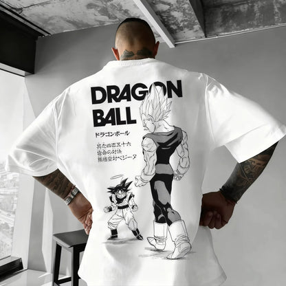 T-shirt oversize Dragon Ball Estate 2026 con cavo di alimentazione, Piccolo Goku, stampa artistica, casual neutro Y2K