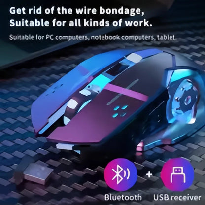 Wiederaufladbare kabellose Gaming-Maus – leise Bluetooth/USB-Verbindung, RGB-Hintergrundbeleuchtung, E-Sports für PC