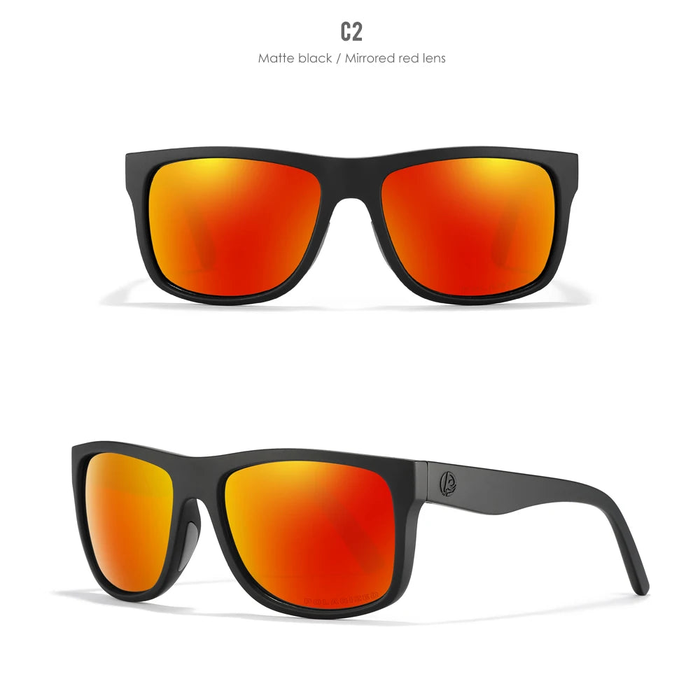 KDEAM Polarized Sunglasses Men Sports Tridimensional Brand Logo TR90 Square Sun Glasses All Black With Zipper Case KD0721