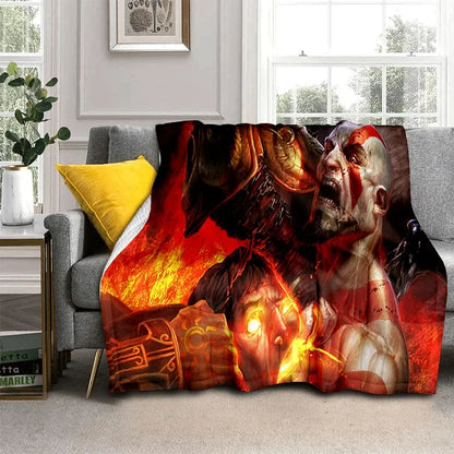 God of War Games Kratos Cartoon Soft Flannel Blanket for Beds Bedroom Sofa Picnic,Throw Blanket for Cover Outdoor Leisure Gift