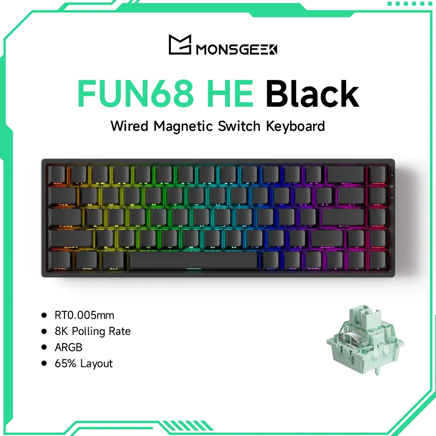 Akko MonsGeek FUN68 FUN60 PRO&MAX Tastiera magnetica HE 60% 65% Tastiere da gaming Rapid Trigger 8K Tastiera custom per gamer Esports