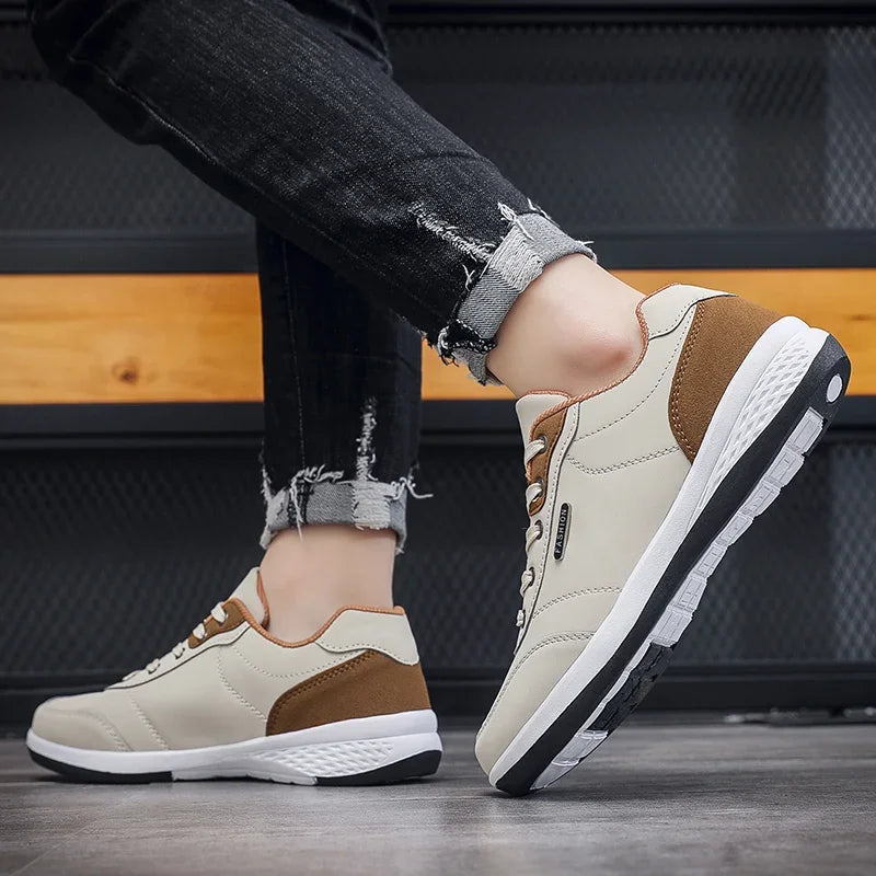 YRZL Scarpe da uomo primavera autunno impermeabili da passeggio, sneakers casual in pelle da uomo, scarpe sportive antiscivolo, calzature da tennis per uomo