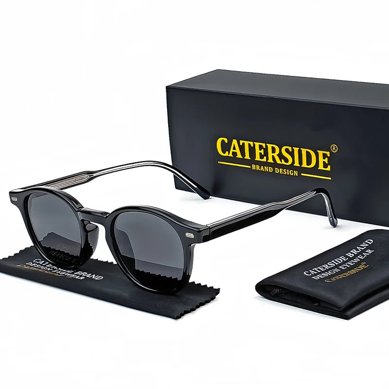 Caterside Polarized Round Sunglasses Men TR Frame Core Insert Leg Sun Glasses Women Set Retro Driving Fishing Punk Eyewear UV400