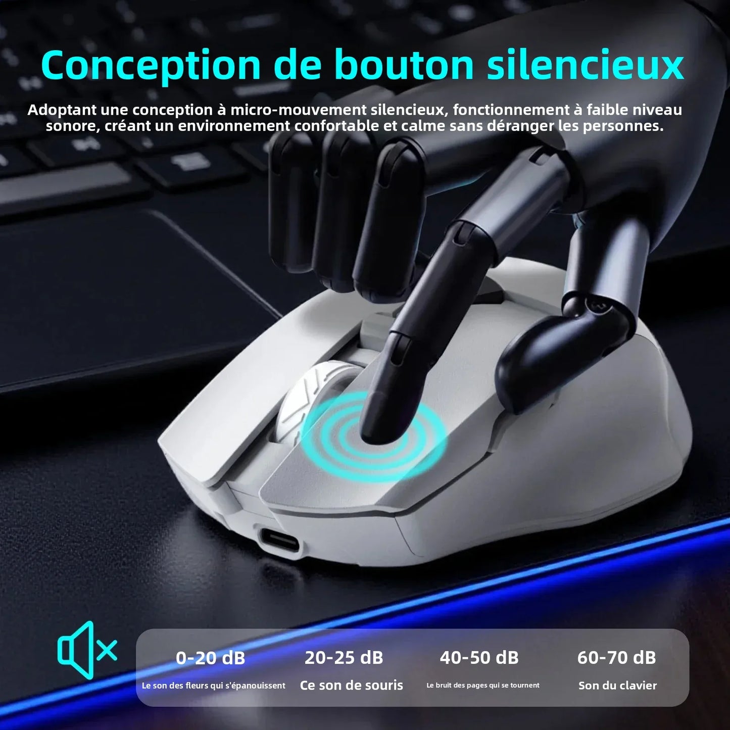 Mouse Bluetooth wireless con display digitale della batteria, mouse ergonomico silenzioso per PC, laptop e gaming, 2.4G/Bluetooth 5.0