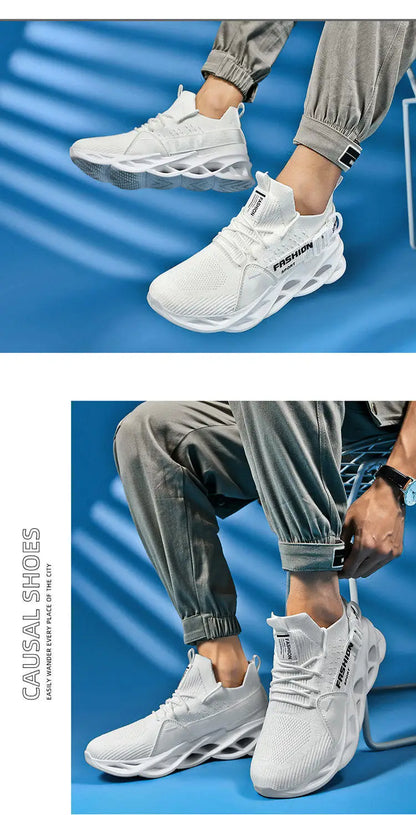 Zapatillas deportivas casual moradas de moda en oferta para mujer y hombre, calzado running con suela tipo blade, talla grande 48, ligeras y transpirables, zapatillas deportivas de malla para hombre