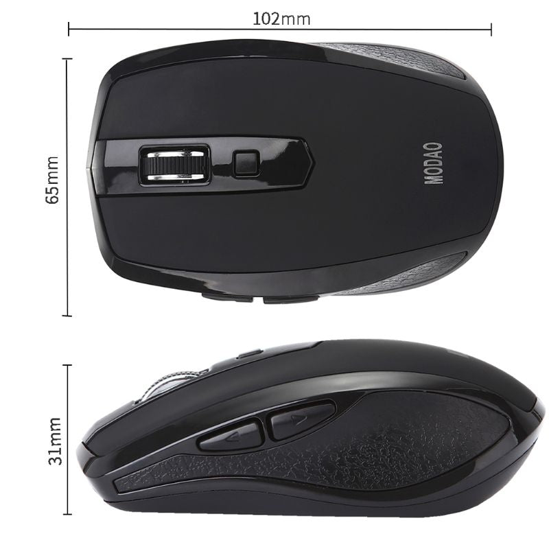 2.4G Wireless Mouse 6 Buttons Noiseless USB Type C 800/1200/1600 DPI Gaming Mouse with Type-C Receiver