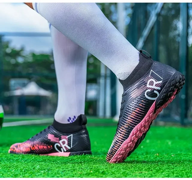 Kinder-Fußballschuhe mit Zehenschutz gegen Stöße, Schnürverschluss, kurzen rutschfesten Stollen, strapazierfähig und atmungsaktiv, für Outdoor-Spiele auf Rasen