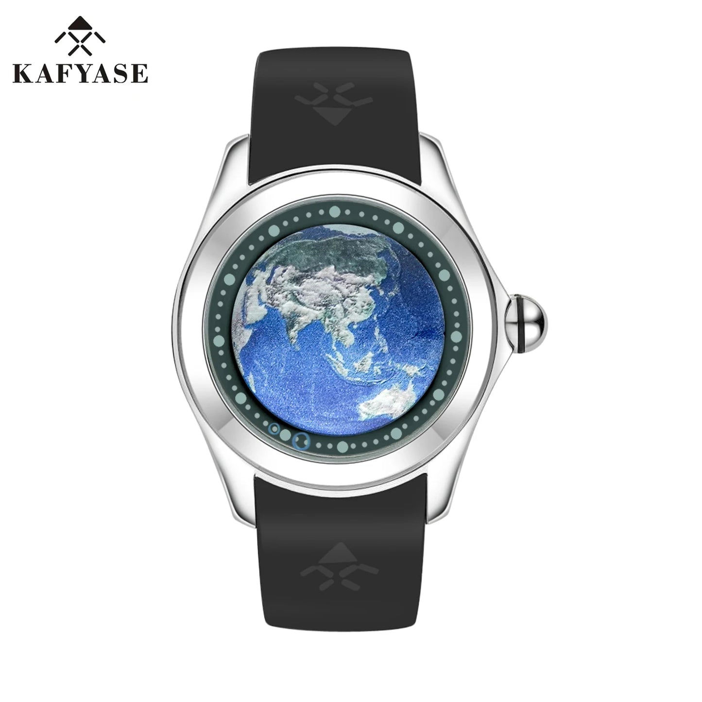 KAFYASE Fashion Earth Bubble Rubber Automatic Watches Luxury Men 46mm Mechanical Wristwatches Art Eye Ball Dial Classic Watch