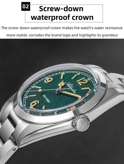 Relógio para homem ADDIESDIVE 36mm em destaque AD2518 com vidro espelhado convexo, aço inoxidável 316L, Reloj Hombre, 100m à prova de água, quartzo