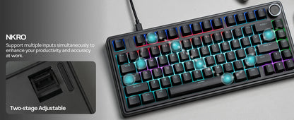 EPOMAKER x AULA F75 kabelgebundene mechanische Hot-Swap-Tastatur 75% ANSI US-Layout mit Gasket-Mount und Drehregler für Mac/WIN/Android