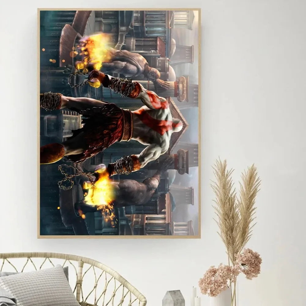 Game God Of War Poster DIY Vintage Movie Poster Wall Art Painting Study Stickers Small Szie Wall Painting
