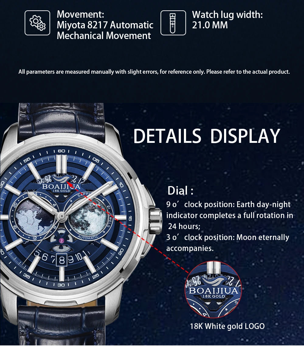 Reloj mecánico automático para hombre BORIAGE (BOAIJIUA), diseño original, resistente al agua, luminoso