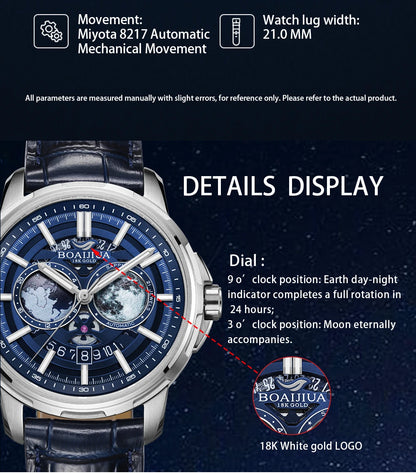 Reloj mecánico automático para hombre BORIAGE (BOAIJIUA), diseño original, resistente al agua, luminoso