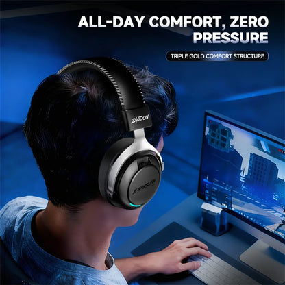 HaaYot Professional Wireless Gaming Bluetooth 6.0 Headset, 7.1 Virtual Surround Sound, Low Latency 15ms for PC, PS5, Mobile, Switch