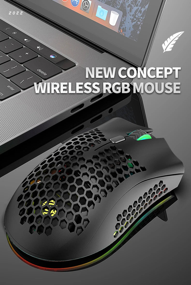 BM600 Rechargeable USB 2.4G Wireless RGB Light Honeycomb Gaming Mouse Desktop PC Computers Notebook Laptop Mice Mause Gamer