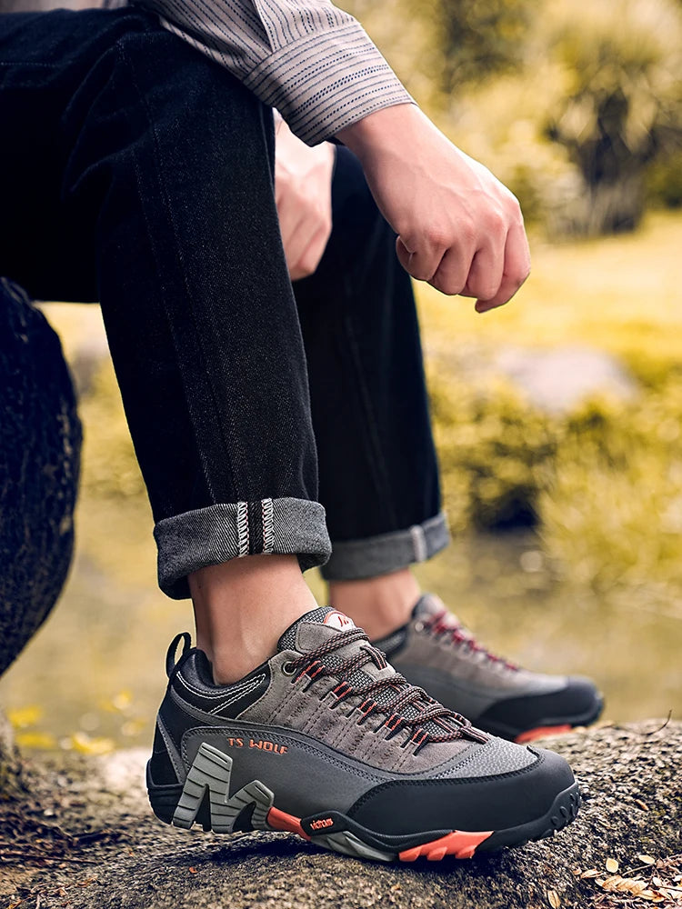 Zapatillas de trekking para hombre Outdoor Lover, impermeables, botas de montaña de cuero genuino, calzado táctico para caza en bosque