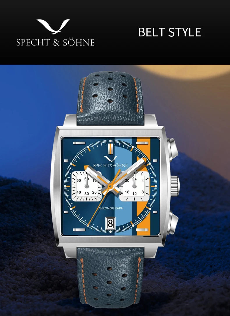 Specht&Sohne 2025 New Men's Watches Quartz Sport Watch Stainless Steel Leather Strap Japan Miyota VK63 Chronograph