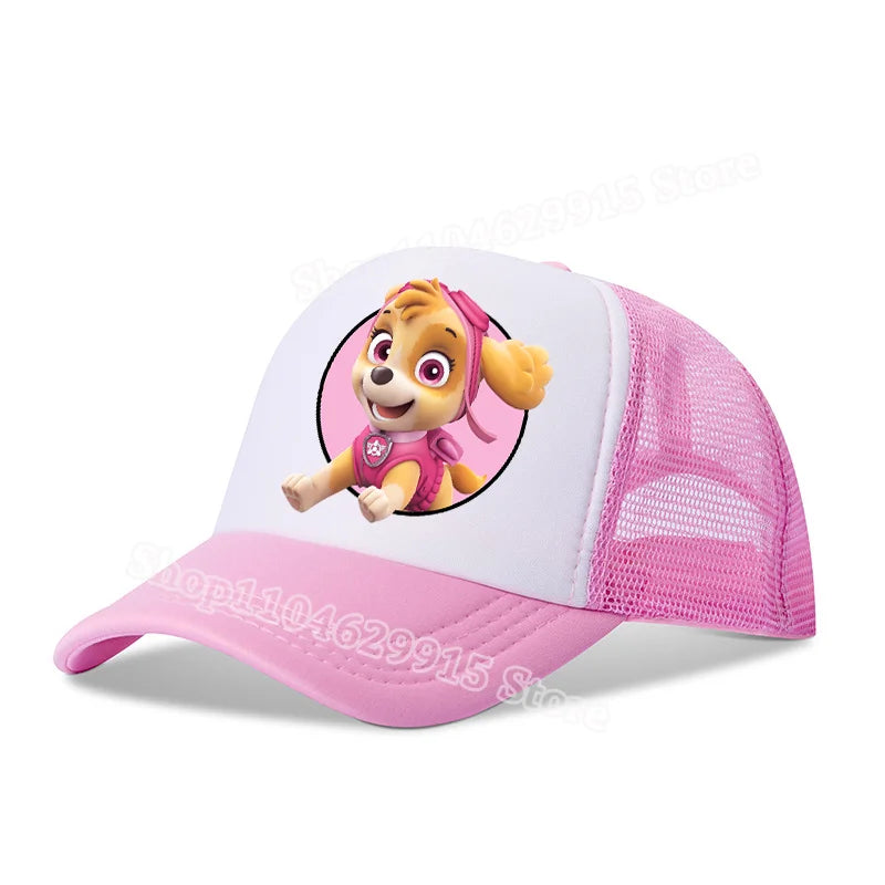 Paw Patrols Baseball Cap Cartoon Anime Skye Chase Print Girls Sun Headwear Summer Athleisure Adjustable Mesh Hats Birthday Gift