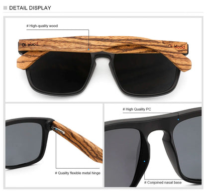 Oi Wood Women Sun glasses Square Sunglasses Wooden Eyeglasses polarized Red Lenses Mens Glasses
