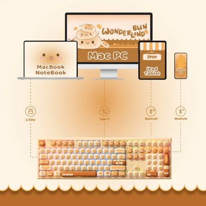 Akko MonsGeek MG108B Bun Wonderland kabellose mechanische Tastatur MOG-Profil RGB 108 Tasten Full Size Hot Swap USB / 2.4G / BT 5.0