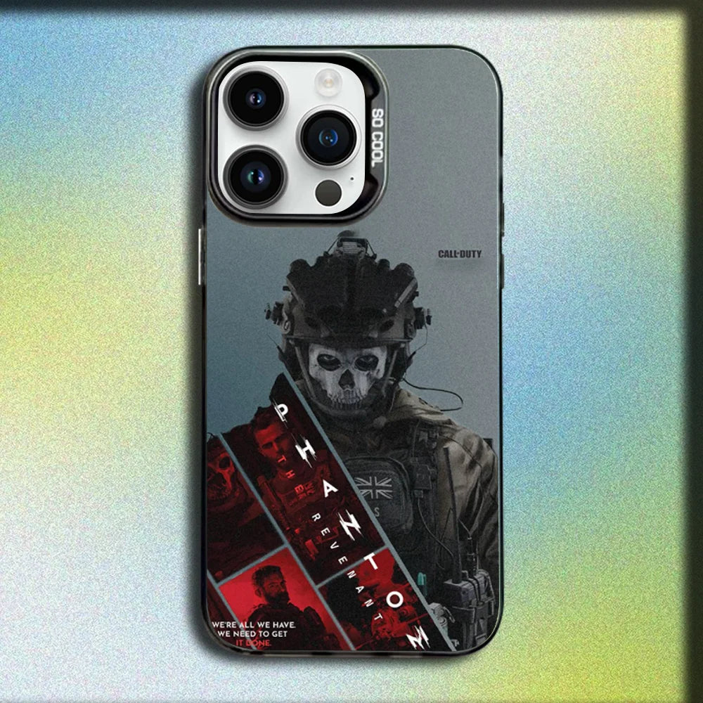 COD Call Of Duty G-Ghost Phone Case For iPhone 16,15,14,13,12,11,Mini,Pro,SE,MAX Gray Matte Silicone Black Cover